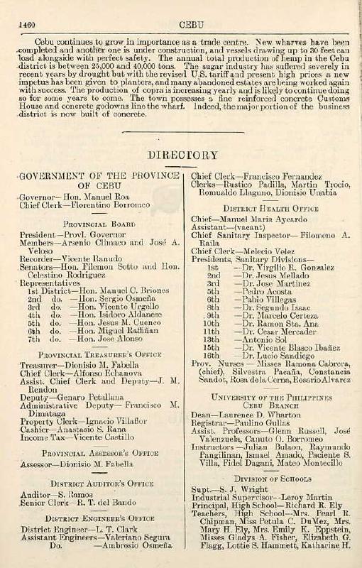 Annex AB: Virgilio - 1922 BOH Sanitary President Directory